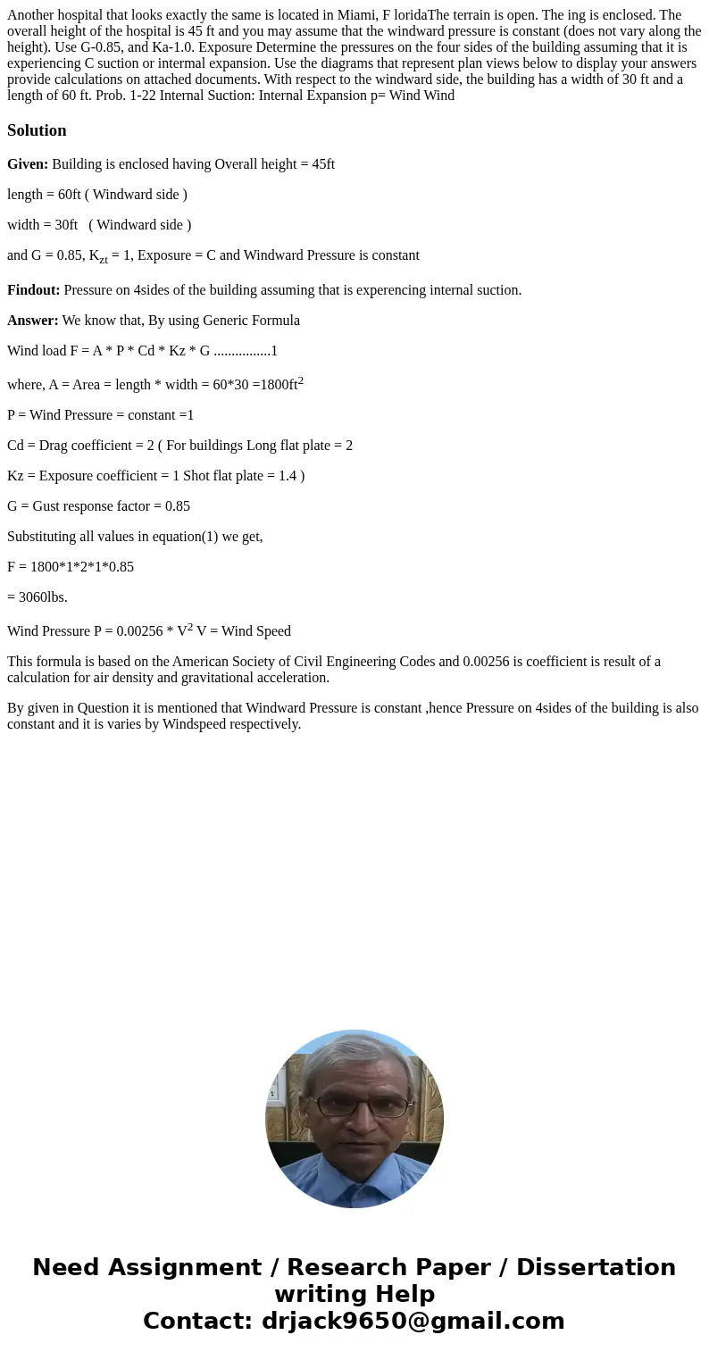 Another hospital that looks exactly the same is located in Miami, F loridaThe terrain is open. The ing is enclosed. The overall height of the hospital is 45 ft  Another hospital that looks exactly the same is located in Miami, F loridaThe terrain is open. The ing is enclosed. The overall height of the hospital is 45 ft