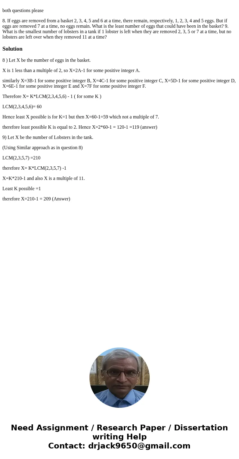 both questions please 8. If eggs are removed from a basket 2, 3, 4, 5 and 6 at a time, there remain, respectively, 1, 2, 3, 4 and 5 eggs. But if eggs are remov  both questions please 8. If eggs are removed from a basket 2, 3, 4, 5 and 6 at a time, there remain, respectively, 1, 2, 3, 4 and 5 eggs. But if eggs are remov
