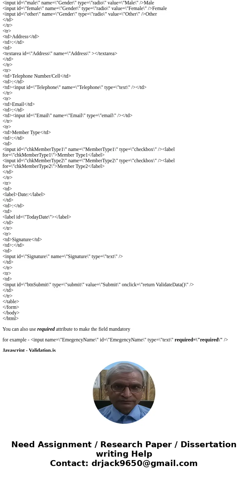 Create a membership form for a gym website with form validation using Javascript(In the form it must include emergency contact;payment(pay in cash,credit card i Create a membership form for a gym website with form validation using Javascript(In the form it must include emergency contact;payment(pay in cash,credit card i