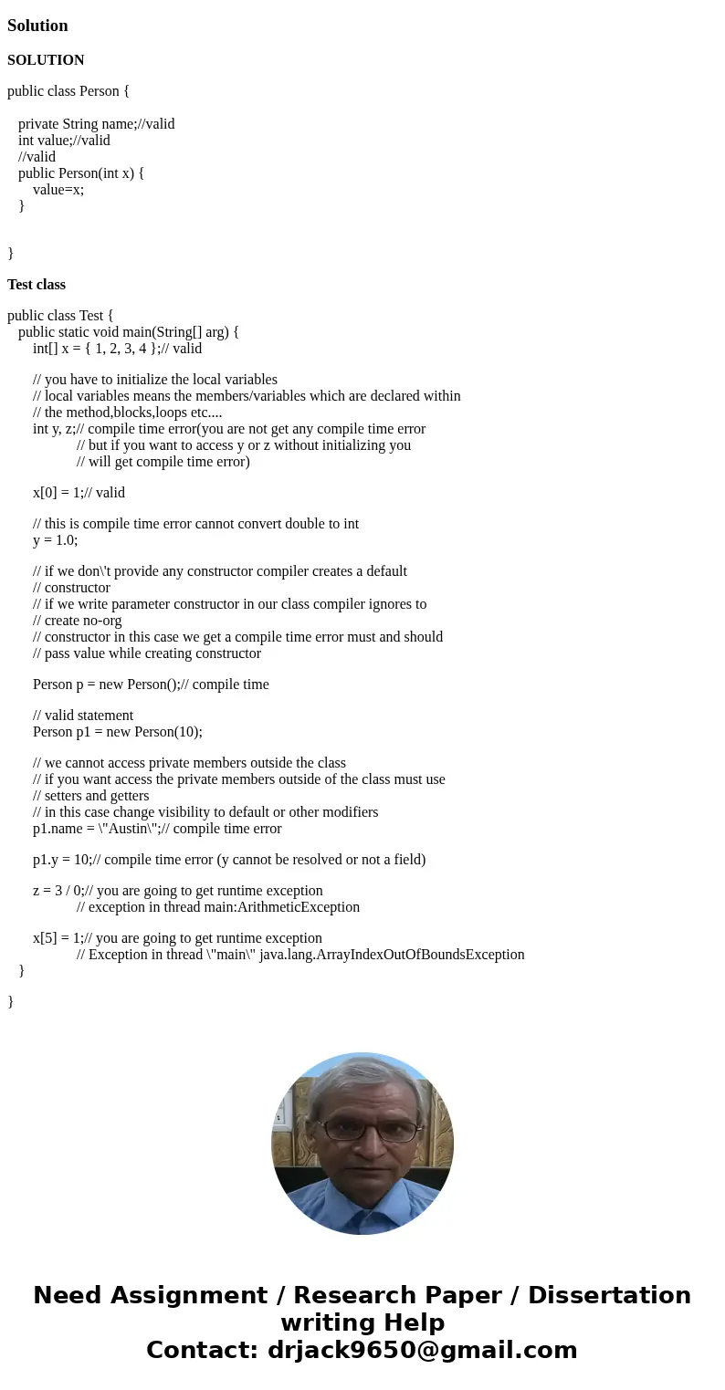 Detect if there is any syntax or runtime error for each statement of the following program. Please write \  Detect if there is any syntax or runtime error for each statement of the following program. Please write \