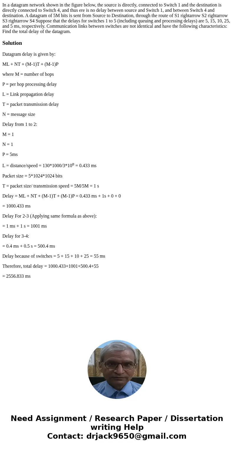 In a datagram network shown in the figure below, the source is directly, connected to Switch 1 and the destination is directly connected to Switch 4, and thus   In a datagram network shown in the figure below, the source is directly, connected to Switch 1 and the destination is directly connected to Switch 4, and thus