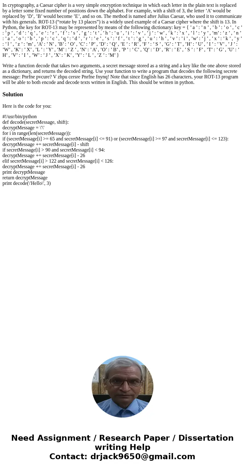 In cryptography, a Caesar cipher is a very simple encryption technique in which each letter in the plain text is replaced by a letter some fixed number of posit In cryptography, a Caesar cipher is a very simple encryption technique in which each letter in the plain text is replaced by a letter some fixed number of posit