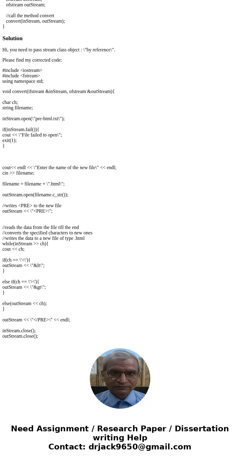 My c++ code will not compile and I have no idea why. Can someone help me? /*This program will convert a c++ txt file to html ready format*/ #include <iostrea