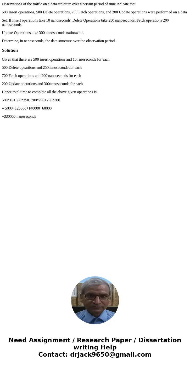 Observations of the traffic on a data structure over a certain period of time indicate that 500 Insert operations, 500 Delete operations, 700 Fetch operations,  Observations of the traffic on a data structure over a certain period of time indicate that 500 Insert operations, 500 Delete operations, 700 Fetch operations,