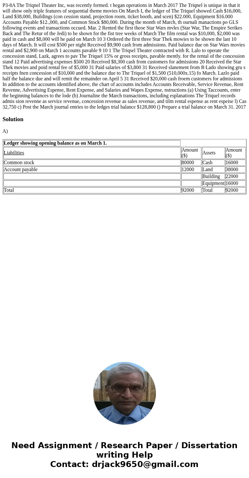 P3-8A The Triqnel Theater Inc, was recently formed. t hegan operations in March 2017 The Triqnel is unique in that it will show only triple features of sequent