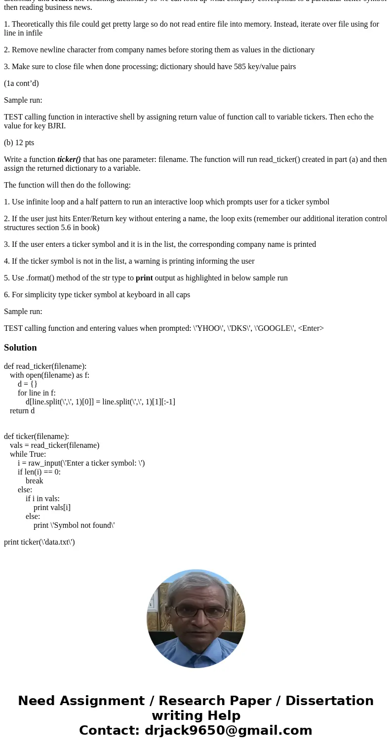Problem 2 – dictionaries,files,infinite loop-and-a-half, break (22 pts) You have a comma-separated file tickers.csv that stores company names and their stock (t Problem 2 – dictionaries,files,infinite loop-and-a-half, break (22 pts) You have a comma-separated file tickers.csv that stores company names and their stock (t