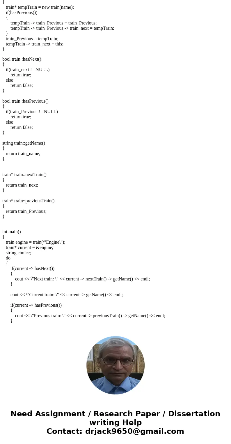 Problem A: Adding trains Start with the tootToot.cpp file. Fill in the missing functions/classes to enable the program to compile and work correctly. This progr Problem A: Adding trains Start with the tootToot.cpp file. Fill in the missing functions/classes to enable the program to compile and work correctly. This progr