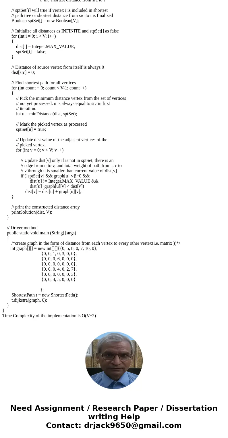  Problem Description Implement the shortest path problem using Dijsktra and Bellman-Ford algorithms for the graph below. Program Requirements Following are the 