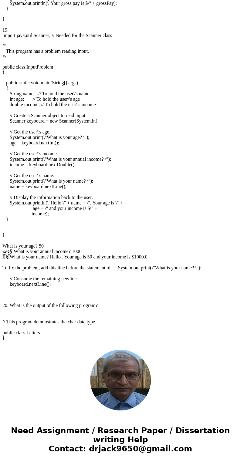 Review Questions for Exam 10/18//2016 1. public class Question1 { public static void main(String[ ] args) { System.out.print(\