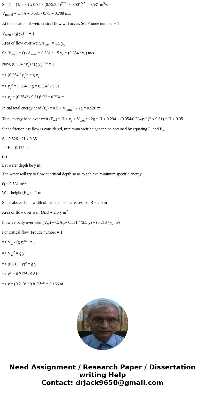 shape given in the figure below. The main channel of the stream can be taken as rectangular with a width of 1.5 m. Once the water level in the channel excceds   shape given in the figure below. The main channel of the stream can be taken as rectangular with a width of 1.5 m. Once the water level in the channel excceds