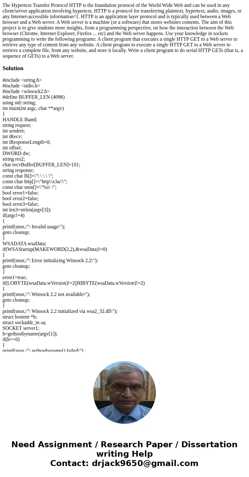 The Hypertext Transfer Protocol HTTP is the foundation protocol of the World Wide Web and can be used in any client/server application involving hypertext. HTT  The Hypertext Transfer Protocol HTTP is the foundation protocol of the World Wide Web and can be used in any client/server application involving hypertext. HTT