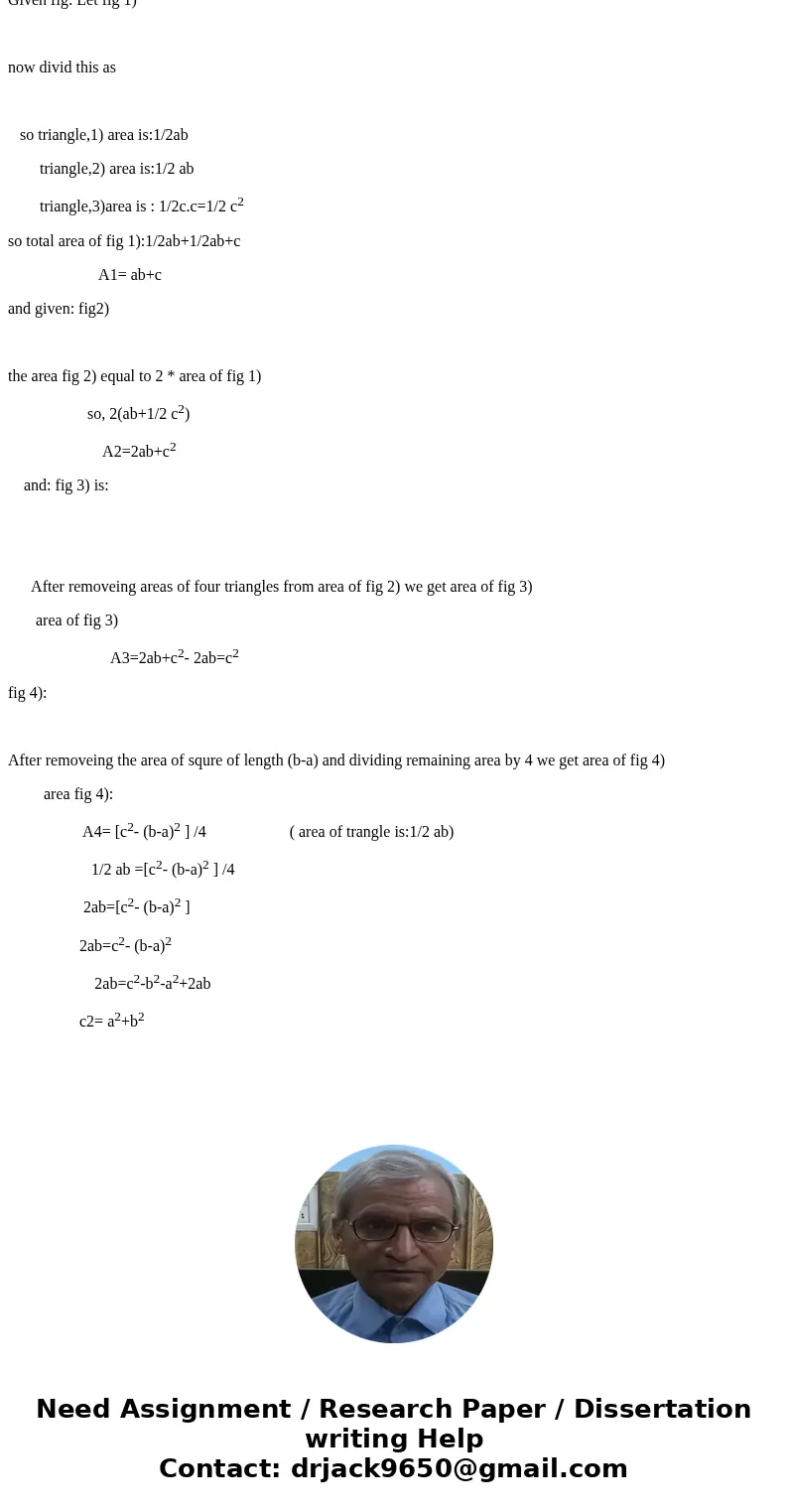 The large quadrilateral is a trapezoid with lower angles right angles SolutionGiven fig: Let fig 1) now divid this as so triangle,1) area is:1/2ab triangle,2)   The large quadrilateral is a trapezoid with lower angles right angles SolutionGiven fig: Let fig 1) now divid this as so triangle,1) area is:1/2ab triangle,2)