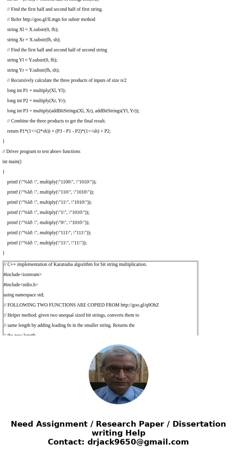 Use divide-and-conquer technique (with complexity of O(nlog23)) to calculate 4158*1324. Please show the steps. You can exit the recursion when you compute the 2 Use divide-and-conquer technique (with complexity of O(nlog23)) to calculate 4158*1324. Please show the steps. You can exit the recursion when you compute the 2