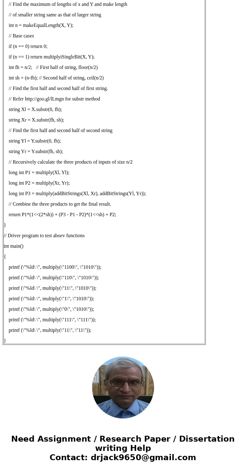 Use divide-and-conquer technique (with complexity of O(nlog23)) to calculate 4158*1324. Please show the steps. You can exit the recursion when you compute the 2 Use divide-and-conquer technique (with complexity of O(nlog23)) to calculate 4158*1324. Please show the steps. You can exit the recursion when you compute the 2