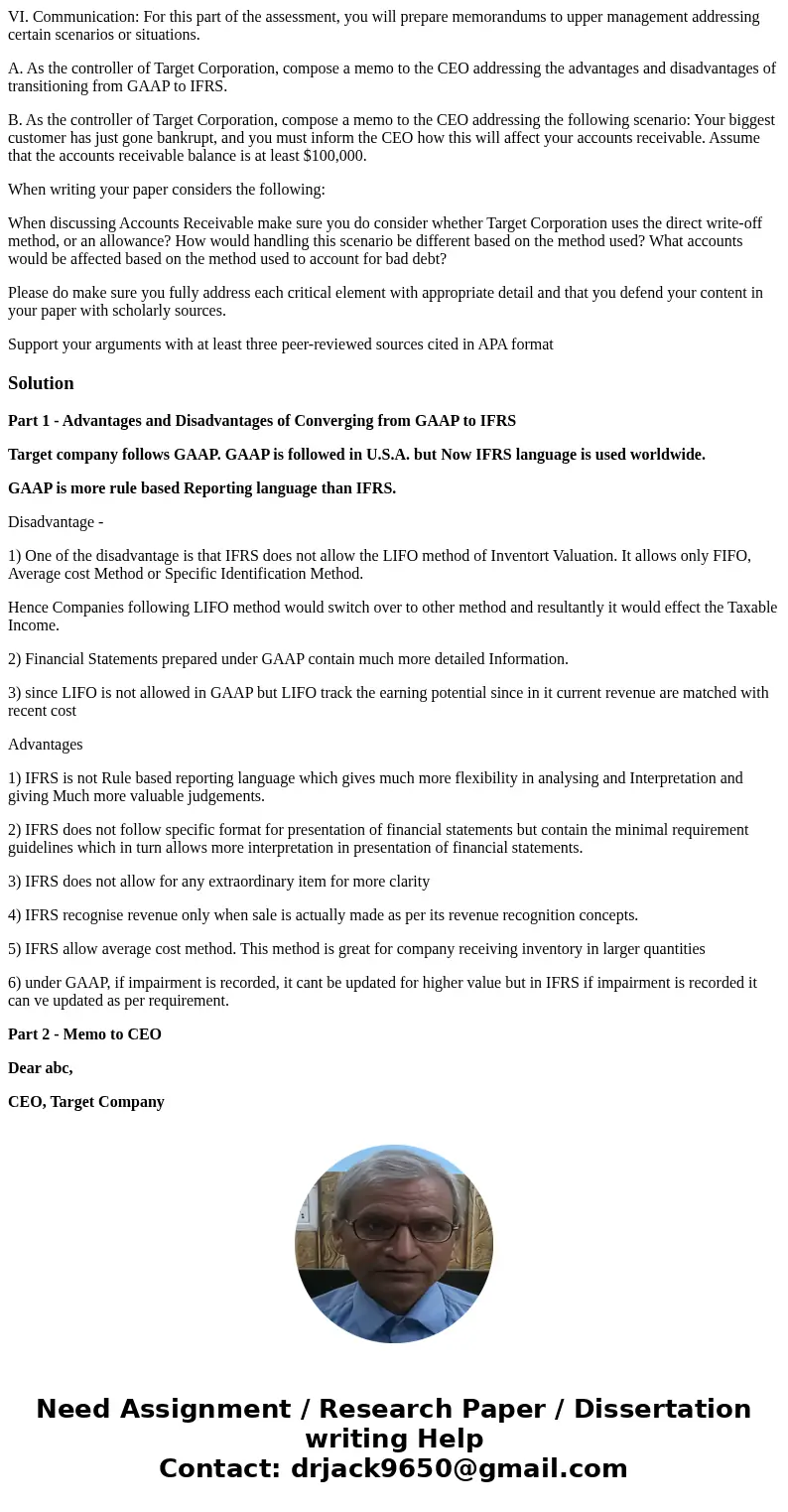VI. Communication: For this part of the assessment, you will prepare memorandums to upper management addressing certain scenarios or situations. A. As the contr VI. Communication: For this part of the assessment, you will prepare memorandums to upper management addressing certain scenarios or situations. A. As the contr
