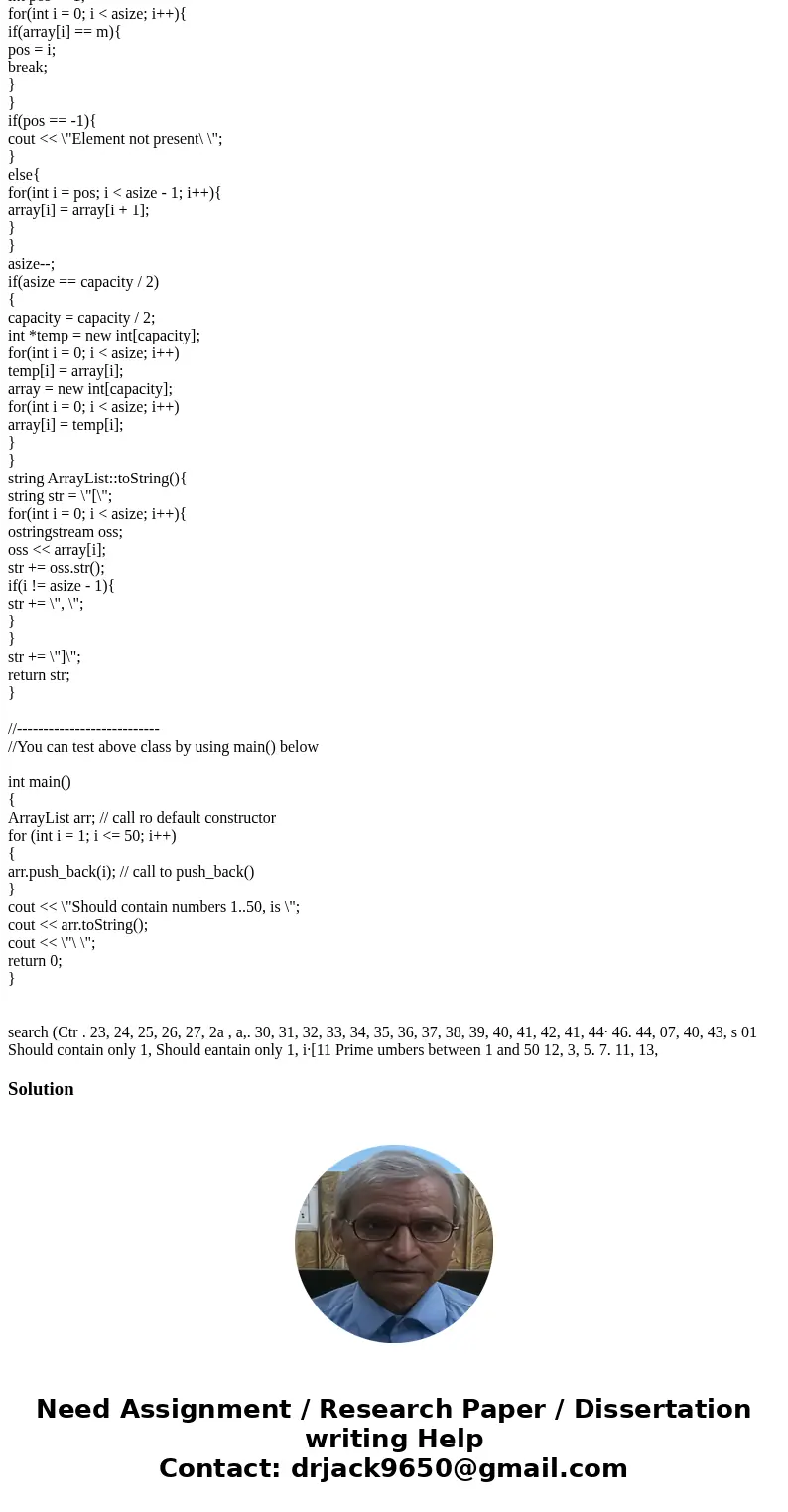  Write a class ArrayList that represents an array of integers. Initially it has a capacity of 1 and is “empty”. At any time, it can be partially full, so it kee