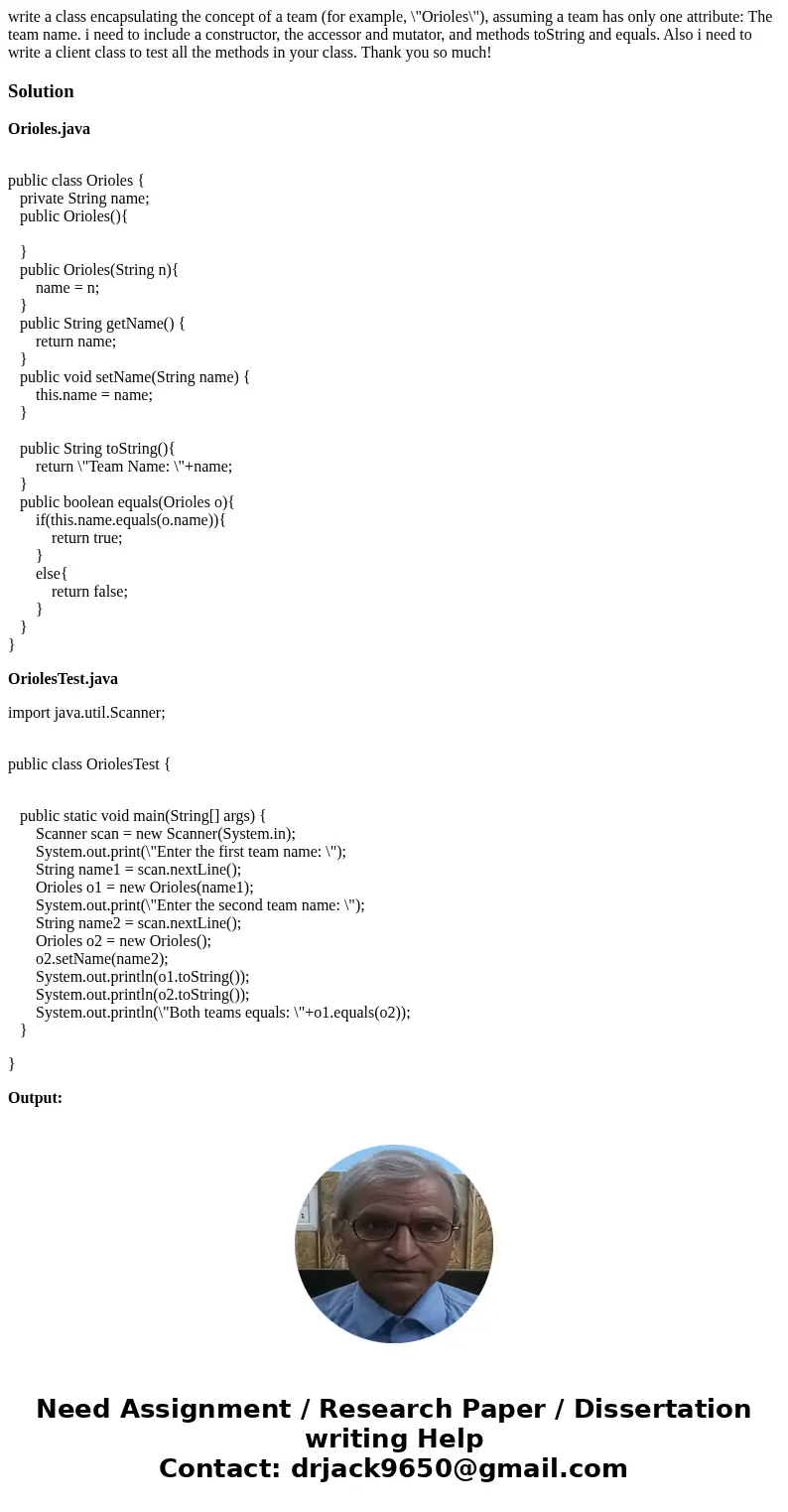 write a class encapsulating the concept of a team (for example, \ write a class encapsulating the concept of a team (for example, \