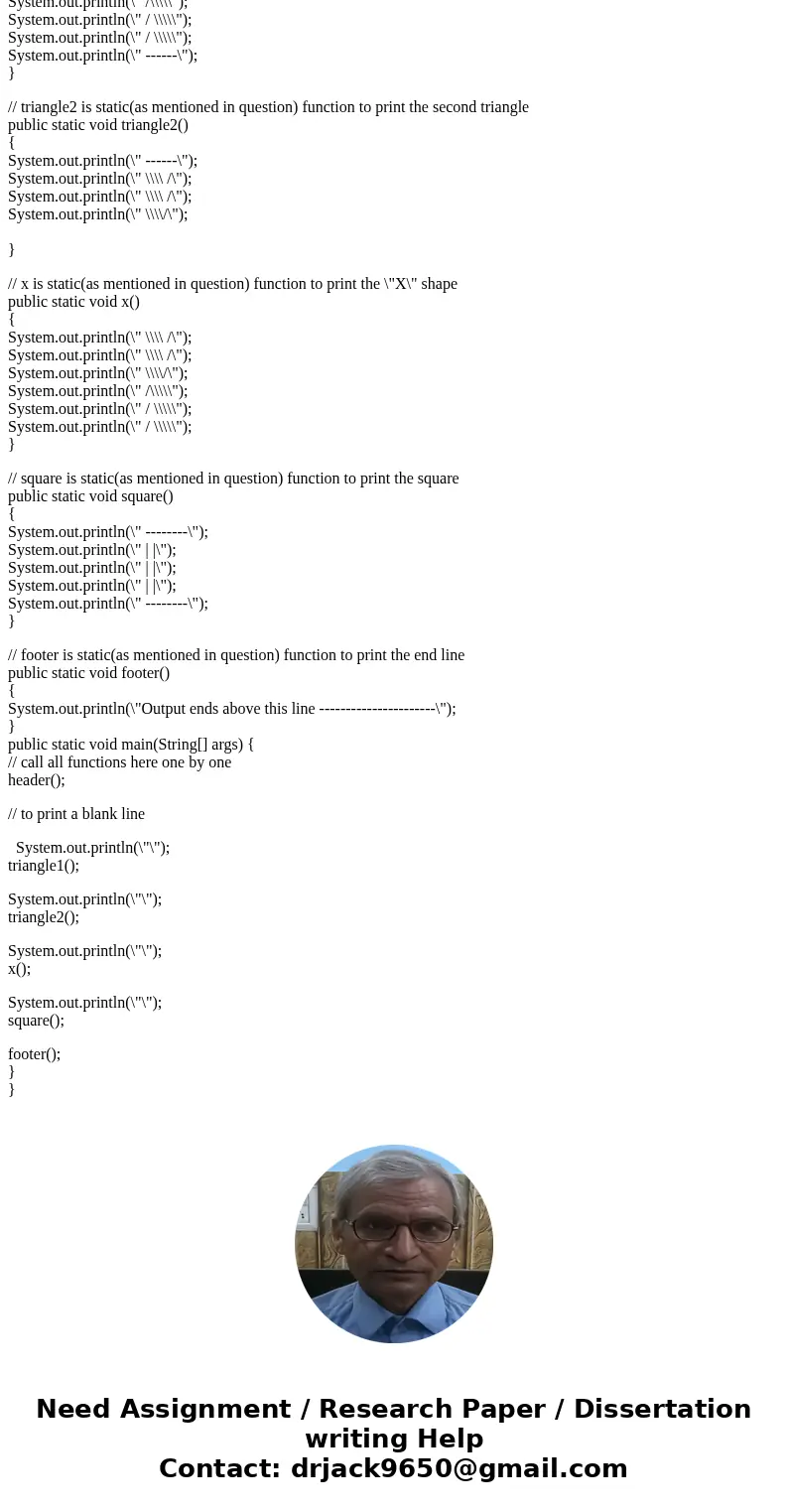 Write a Java program called Departure contained in 1 Java source file that generates the following output. Use static methods to show structure and eliminate r  Write a Java program called Departure contained in 1 Java source file that generates the following output. Use static methods to show structure and eliminate r
