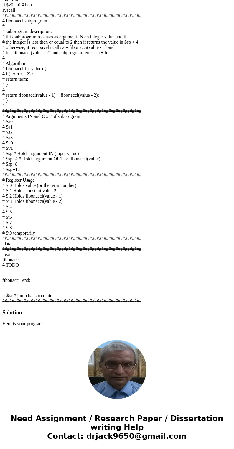 Write assembly language(MIPS) code, please. Following: ########################################################### # # Objective: # Learning recursive design in