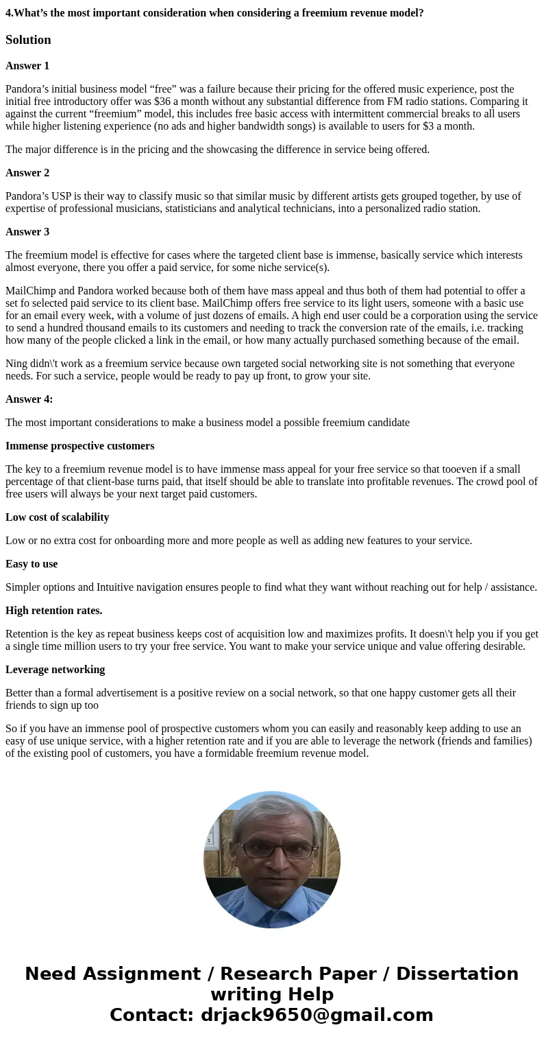 1.Compare Pandora’s original business model with its current business model. What’s the different between “free” and “freemium” revenue models? 2.What is the cu 1.Compare Pandora’s original business model with its current business model. What’s the different between “free” and “freemium” revenue models? 2.What is the cu