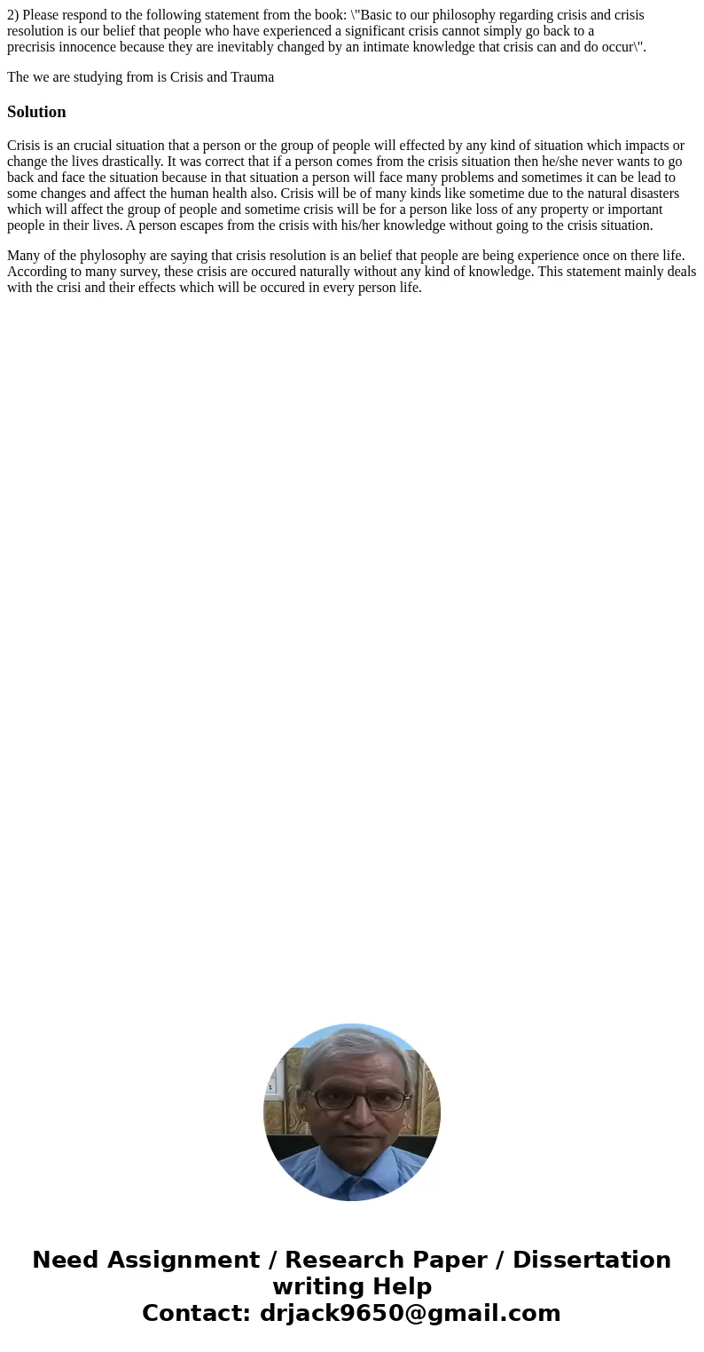 2) Please respond to the following statement from the book: \ 2) Please respond to the following statement from the book: \