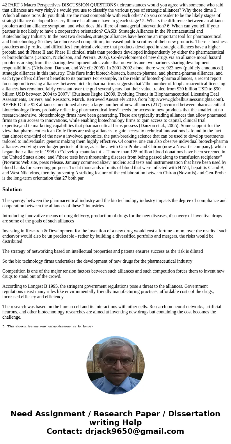 42 PART 3 Macro Perspectives DISCUSSION QUESTIONS t circumstances would you agree with someone who said that alliances are very risky? s would you use to class  42 PART 3 Macro Perspectives DISCUSSION QUESTIONS t circumstances would you agree with someone who said that alliances are very risky? s would you use to class