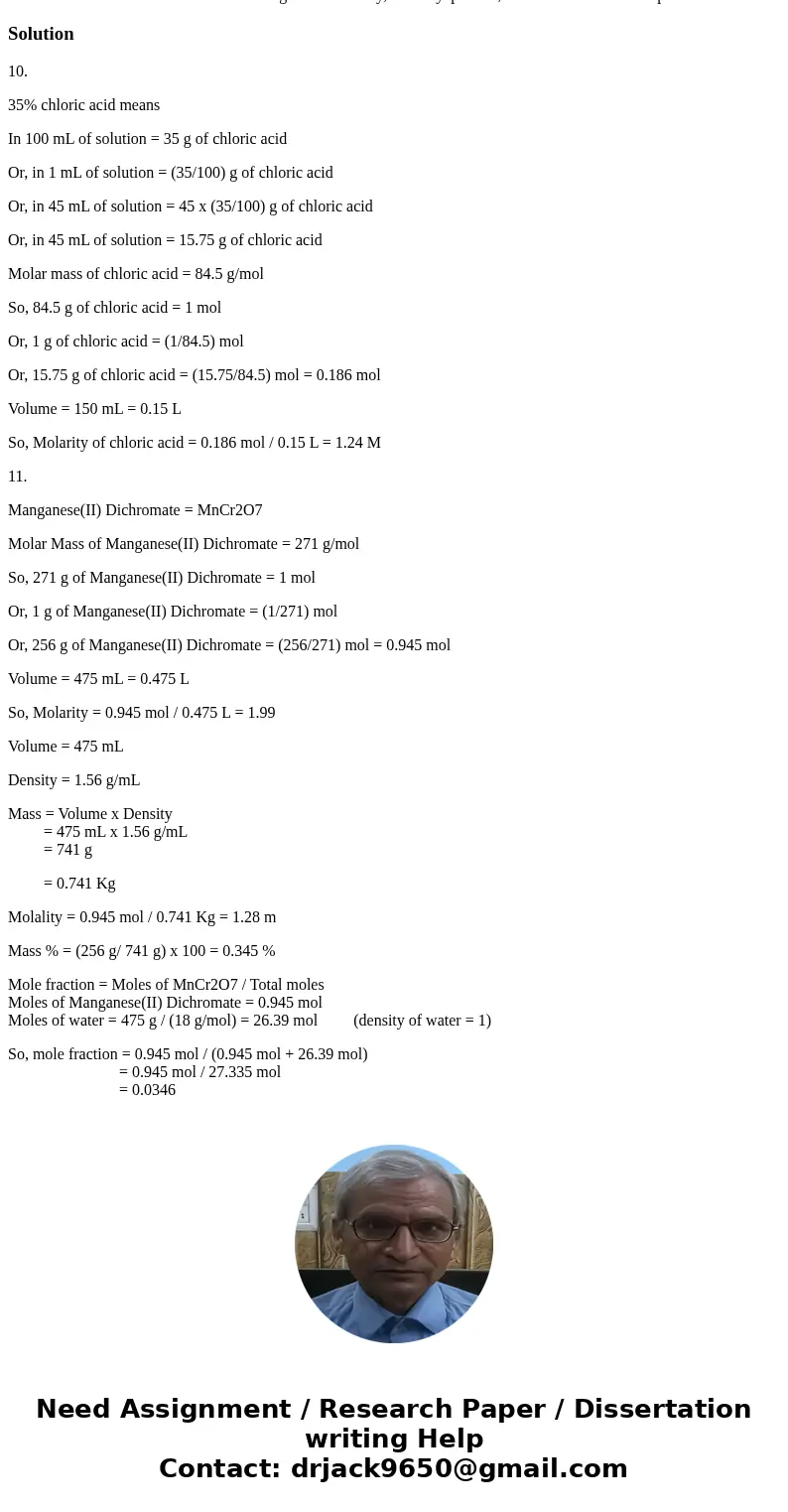  717-go.il :g ::- -ile[FalT FE.Twa. a density of 1.24 g/ml at 20-C A 45ml sample of this sobution is mixed wi ihe volume of the final solution to 150 ml. Find t