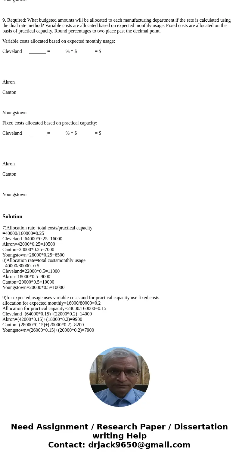 7-9. The Trinity power plant that services all manufacturing facilities of Lake Eire Automotive Suppliers Inc. has a budget for the coming year. This budget has