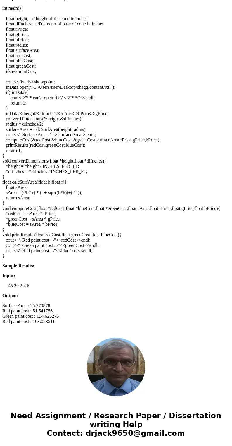  Assignment 10 Due: Mon, Nov 28 traffic cones Modify the previous cone that computes the cost of painting a file. from given the all of which are variable you u