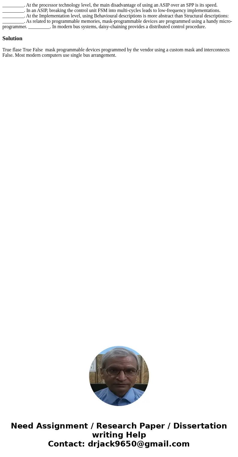  _________. At the processor technology level, the main disadvantage of using an ASIP over an SPP is its speed. _________. In an ASIP, breaking the control unit