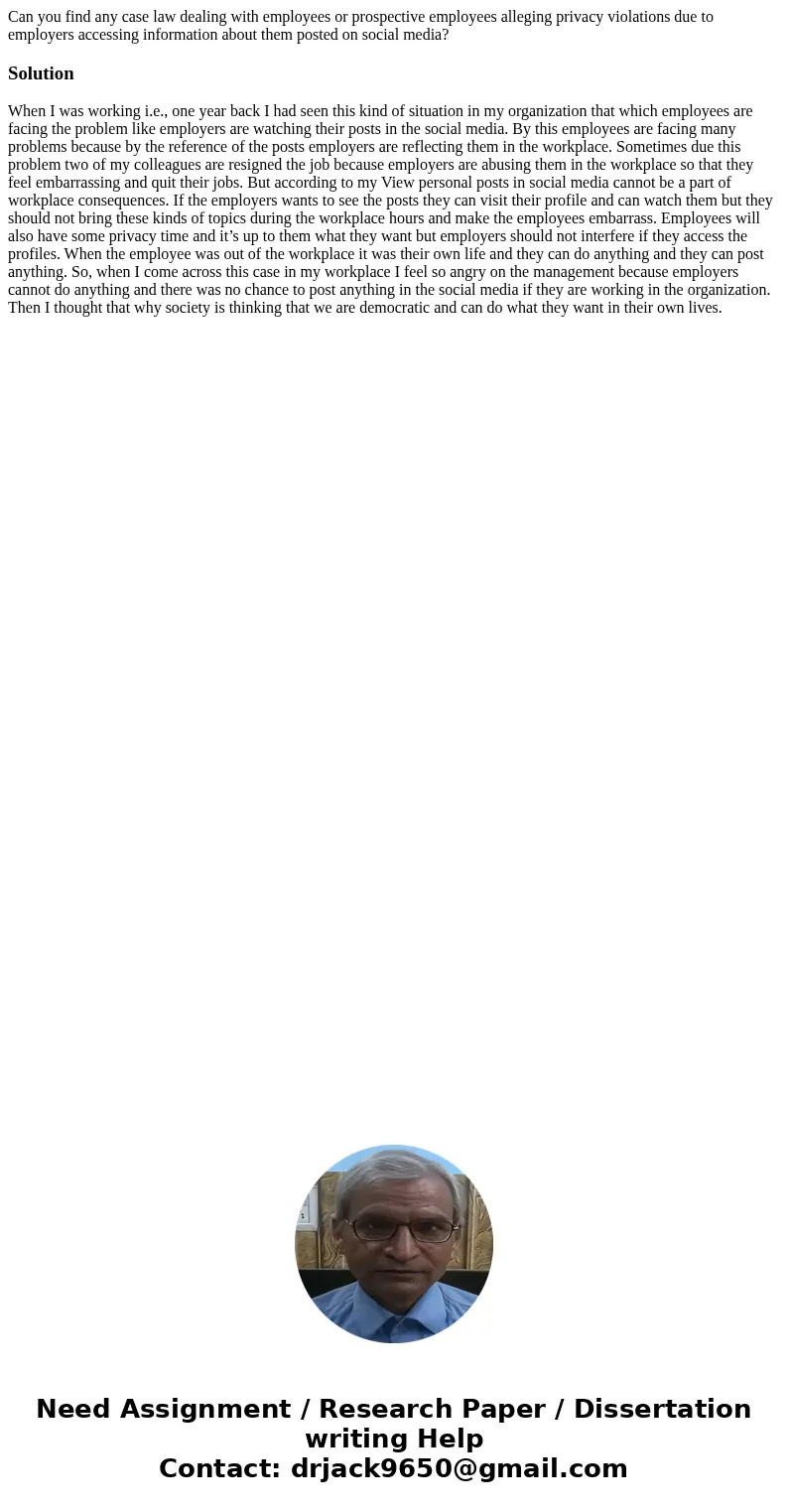 Can you find any case law dealing with employees or prospective employees alleging privacy violations due to employers accessing information about them posted o