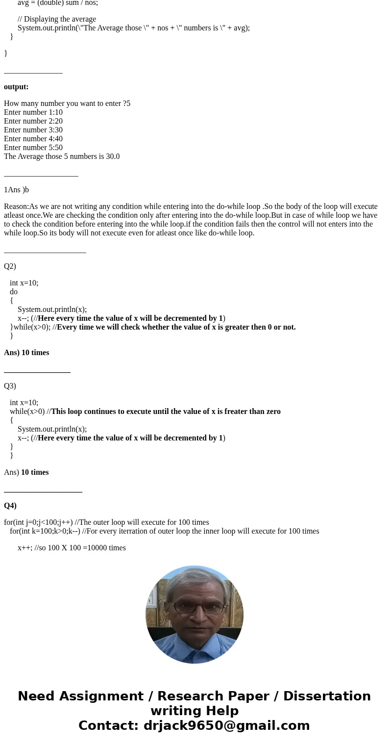 CSE110 Principles of Programming with Java Quiz A6 Last Name (print): First Name (print) 6. Show the output would occur the following code, including proper sp  CSE110 Principles of Programming with Java Quiz A6 Last Name (print): First Name (print) 6. Show the output would occur the following code, including proper sp