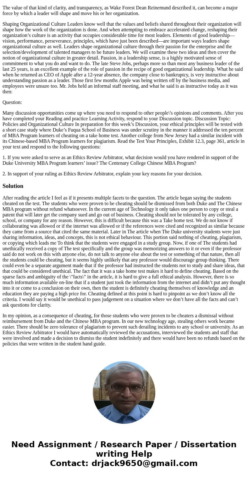 Exhibit 12.3: Global Strategy in Action: Test YOUR Principles Just a few years ago, the dean of Duke’s Fuqua School of Business announced that 10 percent of its