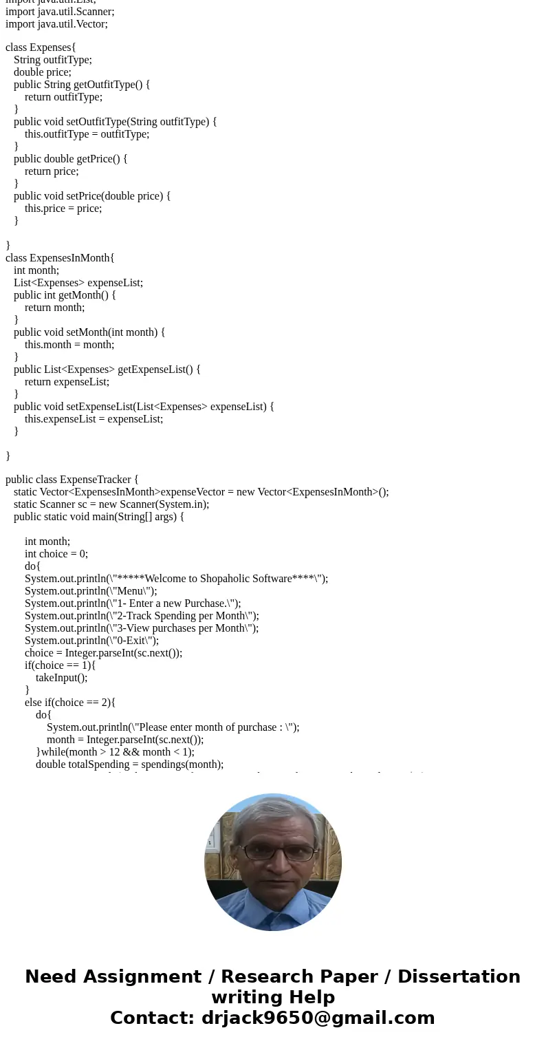 Expenses Tracker Juliana is a shopaholic! Juliana needs a software that helps her keep track of her shopping expenses. Every time Juliana buys a new outfit, she