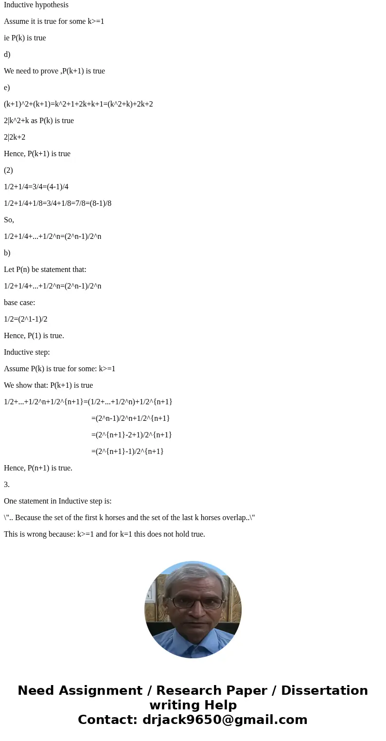 Extra Credit Assignment Let P(n) be the statement that 2 divides n^2+n whenever n is a positive integer. What is the statement P(1)? Show that P(l) is true, co  Extra Credit Assignment Let P(n) be the statement that 2 divides n^2+n whenever n is a positive integer. What is the statement P(1)? Show that P(l) is true, co