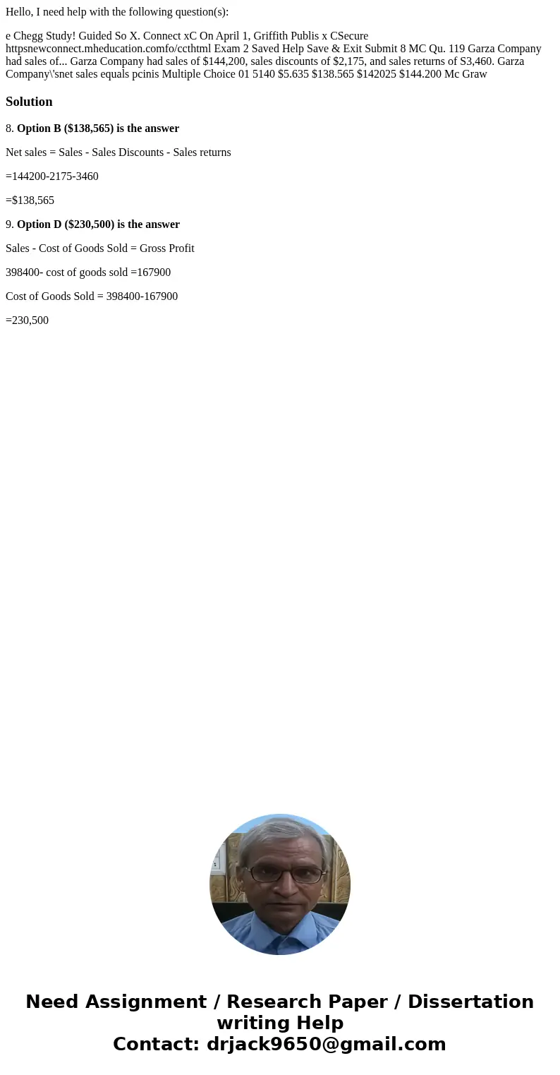 Hello, I need help with the following question(s): e Chegg Study! Guided So X. Connect xC On April 1, Griffith Publis x CSecure httpsnewconnect.mheducation.comf