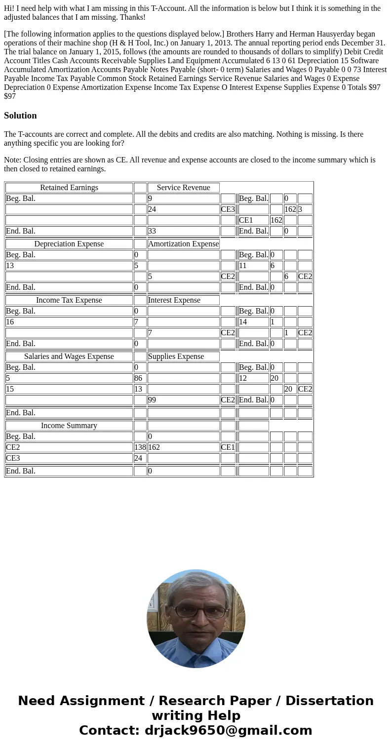 Hi! I need help with what I am missing in this T-Account. All the information is below but I think it is something in the adjusted balances that I am missing. T
