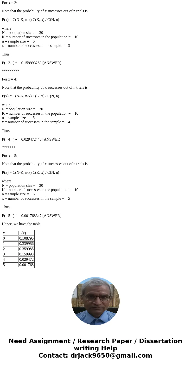 Hyper geometric: N N-R Ex: N = 30 N-R = Females 10 = R Females r = 5 X = # f females or the committee.SolutionFor x = 0: Note that the probability of x success  Hyper geometric: N N-R Ex: N = 30 N-R = Females 10 = R Females r = 5 X = # f females or the committee.SolutionFor x = 0: Note that the probability of x success