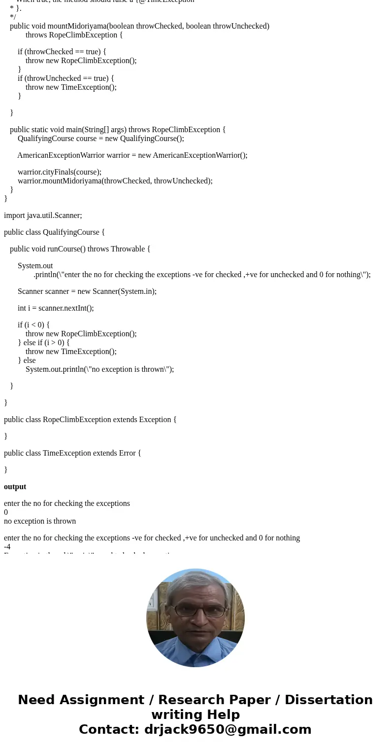 In cityFinals() you should call exceptionGenerator.runCourse(). If no exception is thrown, print out \