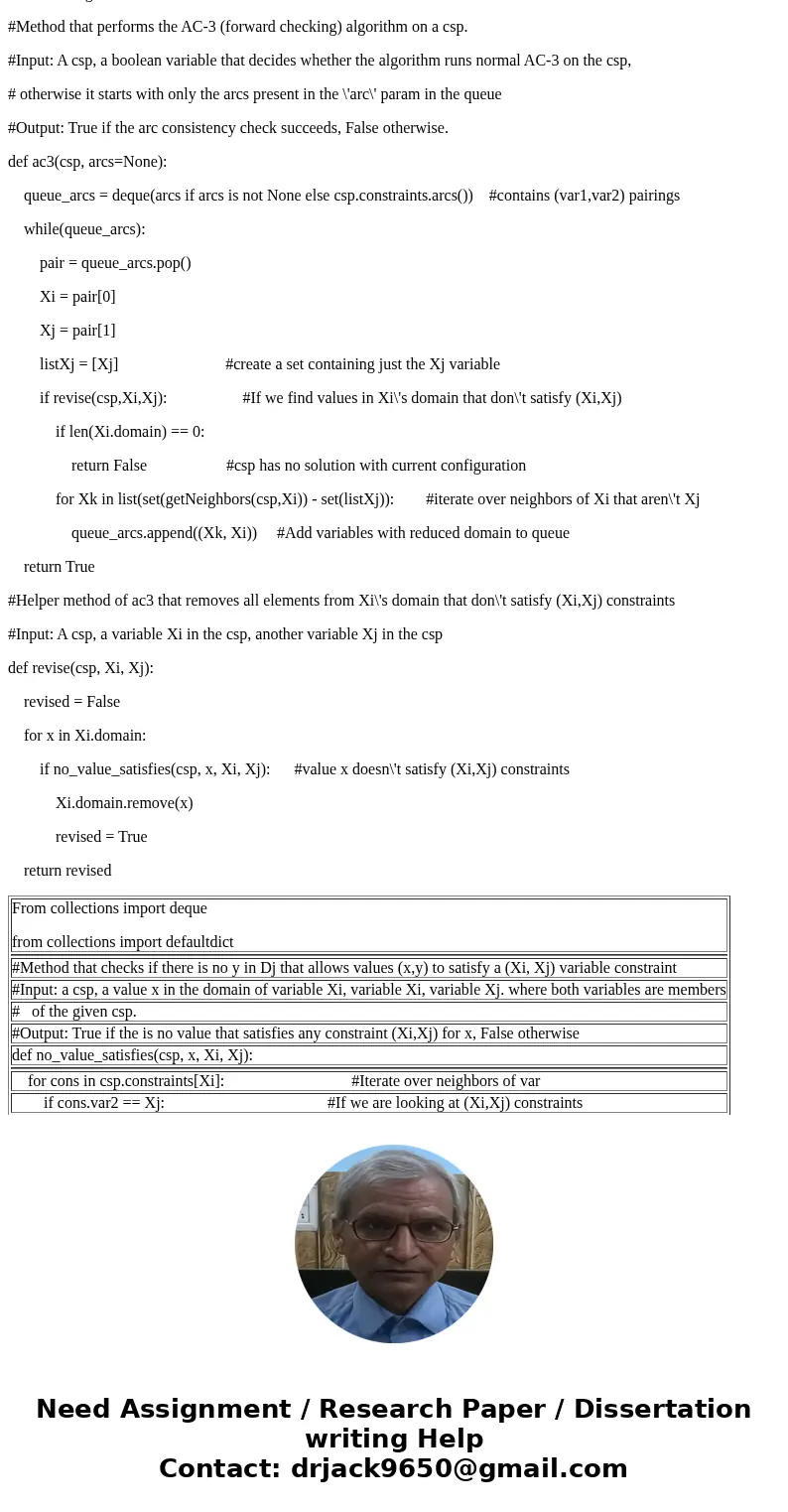 In the AC-3(csp) algorithm, there is a line for each Xk in Xi.NEIGHBORS - {Xj} do Why can Xj be skipped from being added to the queue (noting that the algorithm In the AC-3(csp) algorithm, there is a line for each Xk in Xi.NEIGHBORS - {Xj} do Why can Xj be skipped from being added to the queue (noting that the algorithm