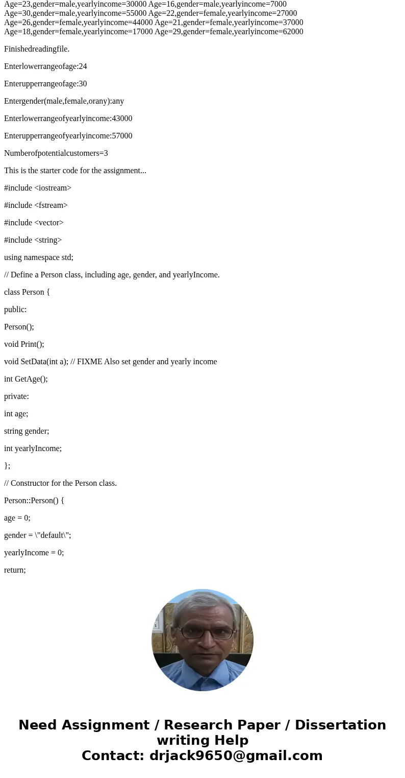 In this programming assignment, you’ll identify the number of potential customers for a business. The starter program outputs the number of potential customers  In this programming assignment, you’ll identify the number of potential customers for a business. The starter program outputs the number of potential customers