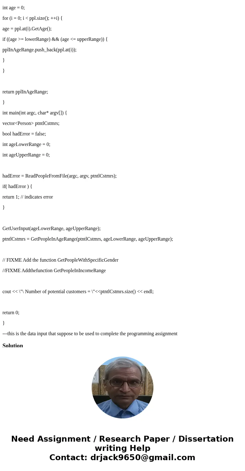 In this programming assignment, you’ll identify the number of potential customers for a business. The starter program outputs the number of potential customers  In this programming assignment, you’ll identify the number of potential customers for a business. The starter program outputs the number of potential customers