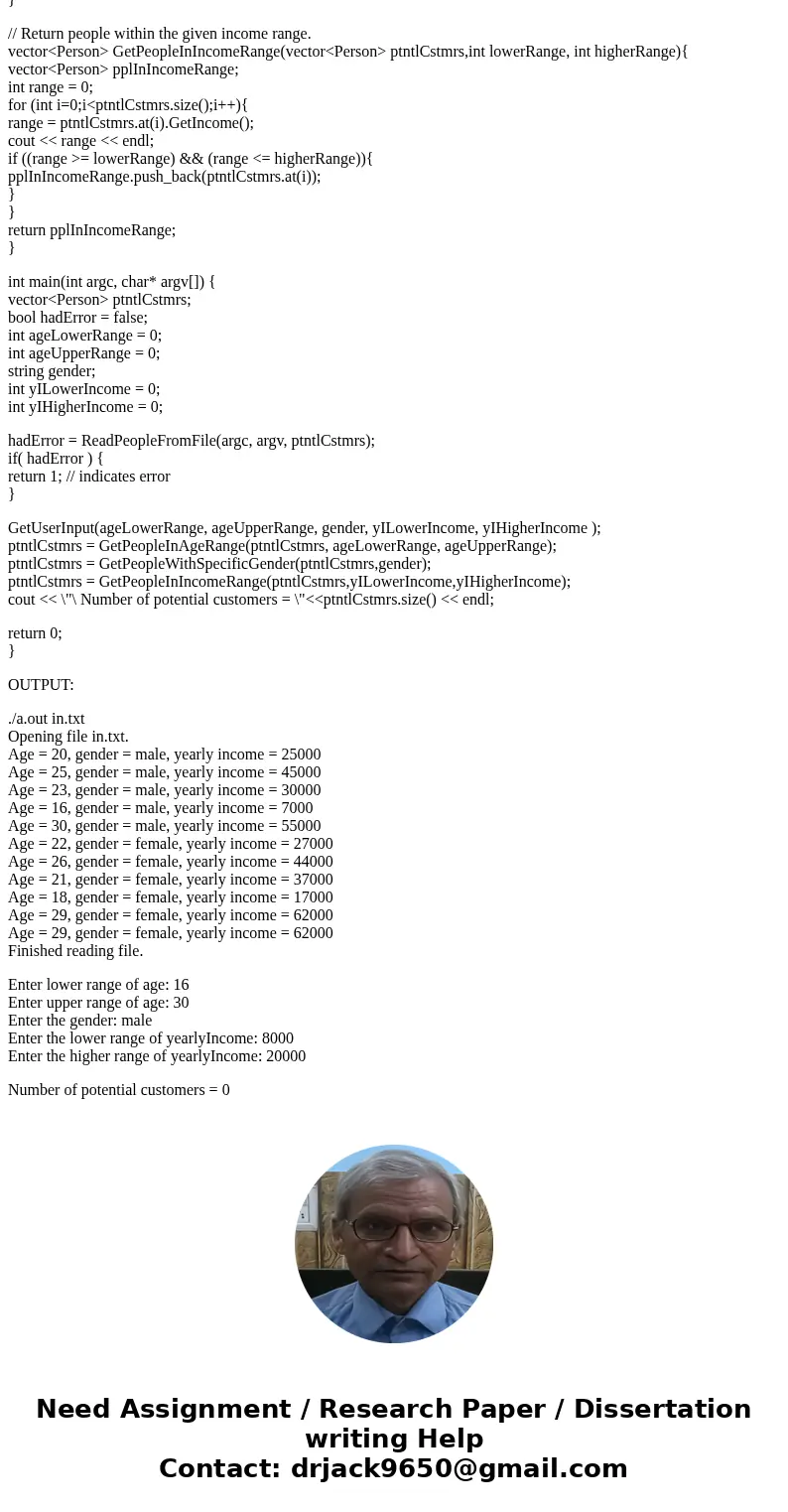 In this programming assignment, you’ll identify the number of potential customers for a business. The starter program outputs the number of potential customers  In this programming assignment, you’ll identify the number of potential customers for a business. The starter program outputs the number of potential customers