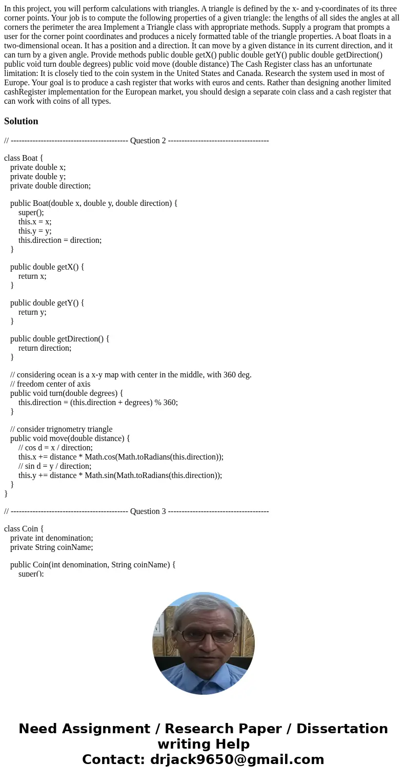 In this project, you will perform calculations with triangles. A triangle is defined by the x- and y-coordinates of its three corner points. Your job is to com  In this project, you will perform calculations with triangles. A triangle is defined by the x- and y-coordinates of its three corner points. Your job is to com