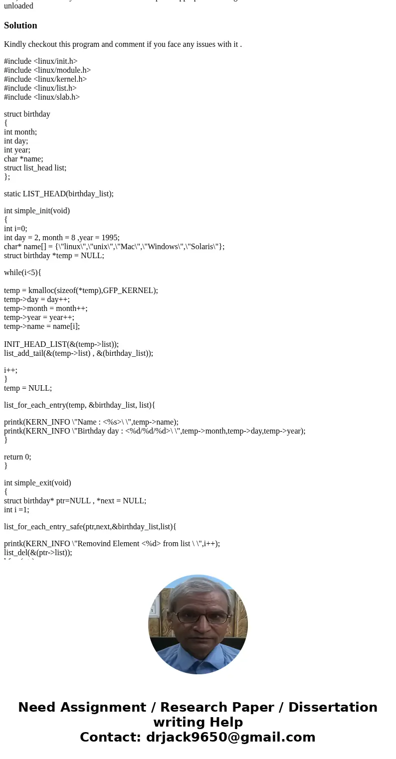 I\'ve already completed part 1 and now working on part II. These codes are what i have so far: simple-solution.c: #include <linux/init.h> #include <lin I\'ve already completed part 1 and now working on part II. These codes are what i have so far: simple-solution.c: #include <linux/init.h> #include <lin