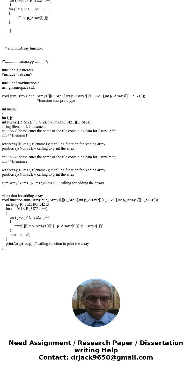 Lab Exercise — 2-D Arrays in C++ In this lab exercise, you are required to write a C++ program to add two 4 * 5 matrices and then output the results to the scre Lab Exercise — 2-D Arrays in C++ In this lab exercise, you are required to write a C++ program to add two 4 * 5 matrices and then output the results to the scre