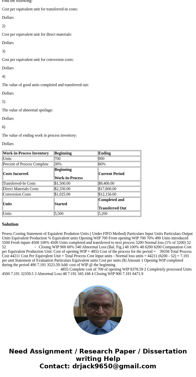 Malfoy Industries, who uses the FIFO method of process costing, manufactures products in three sequential processes: Molding, Plating, and Finishing. In the Pla Malfoy Industries, who uses the FIFO method of process costing, manufactures products in three sequential processes: Molding, Plating, and Finishing. In the Pla
