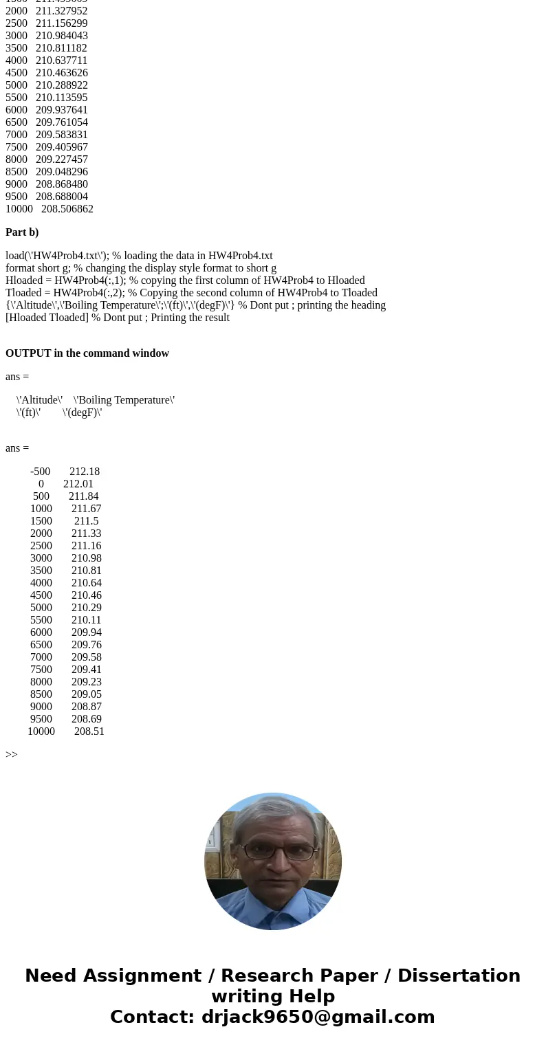 MATLAB problem. Would like a detailed answer line by line. Early explorers often estimated altitude by measuring the temperature of boiling water. Write a scrip