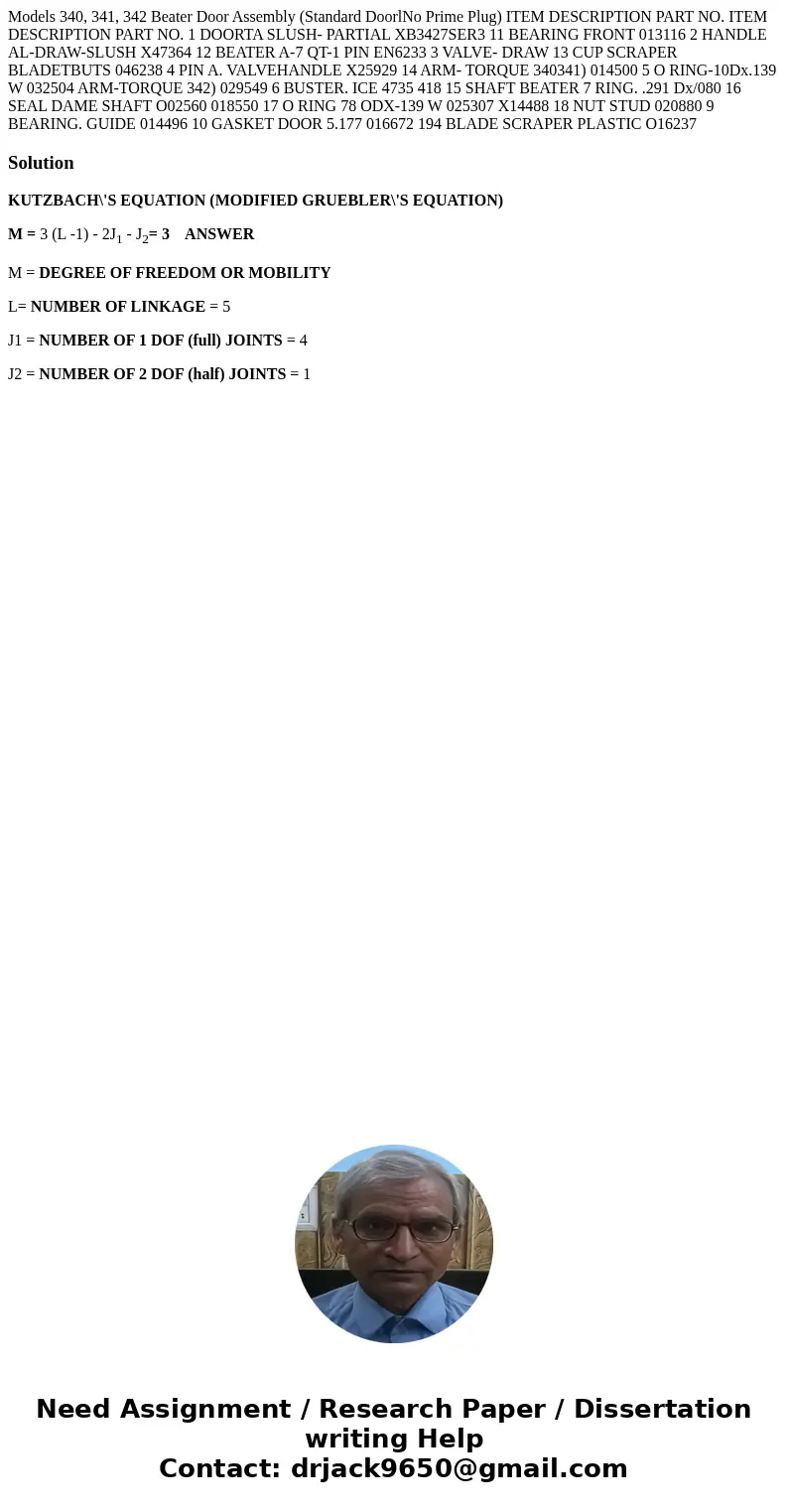  Models 340, 341, 342 Beater Door Assembly (Standard DoorlNo Prime Plug) ITEM DESCRIPTION PART NO. ITEM DESCRIPTION PART NO. 1 DOORTA SLUSH- PARTIAL XB3427SER3 