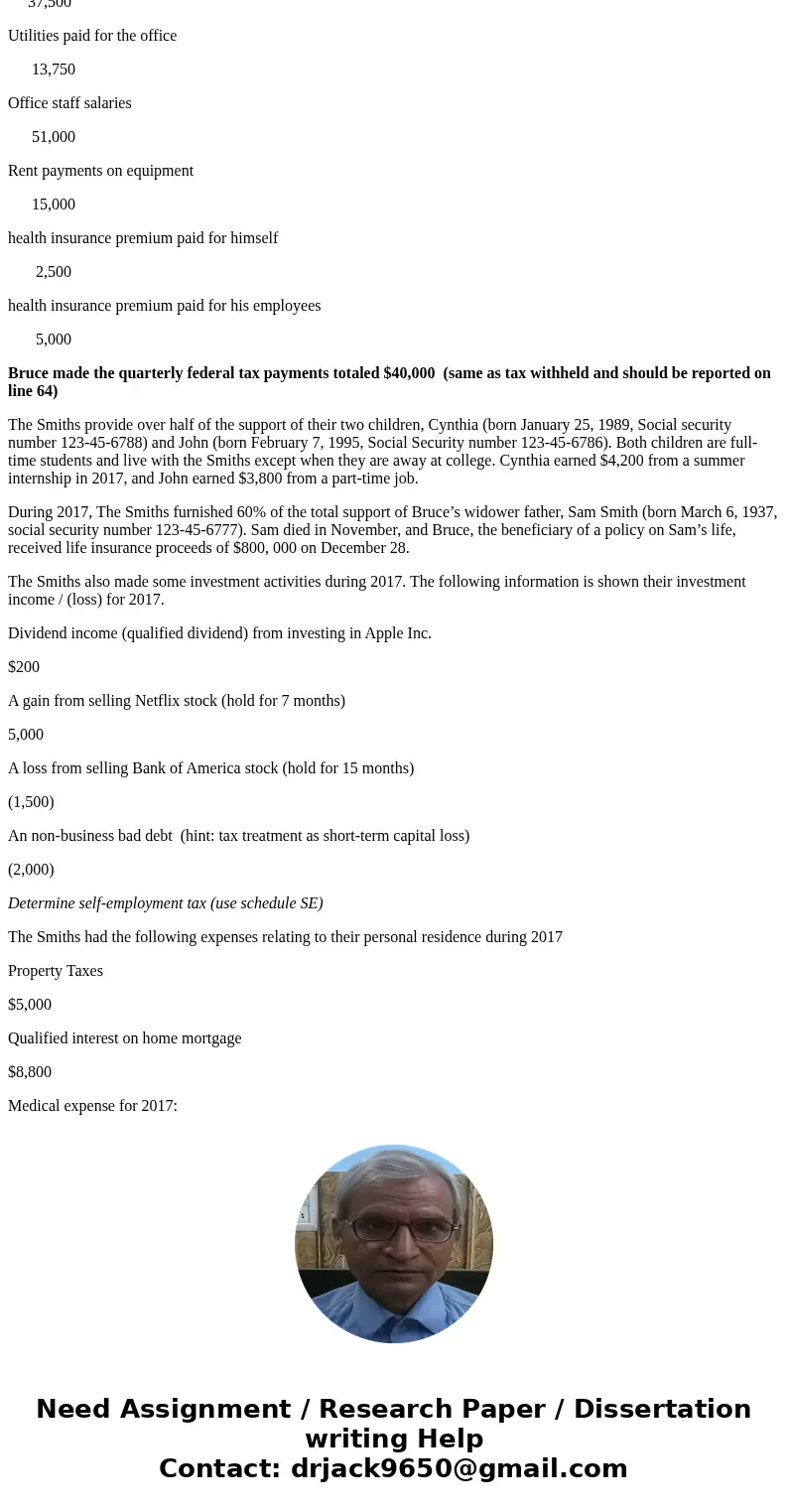 Need help with making the preparing Schedule SE Alice J. and Bruce M. Smith are married taxpayers who file a joint return. Their social security numbers are 123 Need help with making the preparing Schedule SE Alice J. and Bruce M. Smith are married taxpayers who file a joint return. Their social security numbers are 123